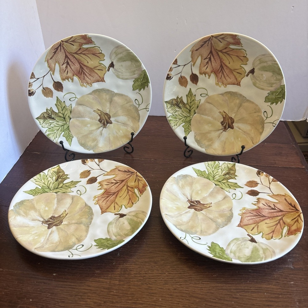 ROBERT STANLEY JoyFall Collection Pumpkin Accent Salad Plates 8.5" SET OF 4 2022